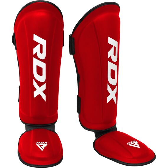 Shin Guards RDX T1 – Red/White – L, Size: L, Colour: Rot