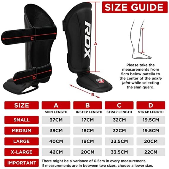 Shin Guards RDX T1 – Red/White – M, Size: M, Colour: Rot, 6 image