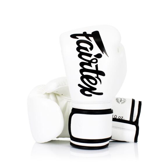 Boxhandschuhe Fairtex BGV14 – Microfaser – Weiss/Schwarz – 10 oz, Farbe: Weiss, OZ: 10oz