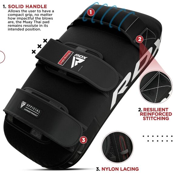 RDX T1 Curved Thai Kick Pad – The Ultimate Muay Thai Training Gear, Size: One Size, Colour: Schwarz, 3 image