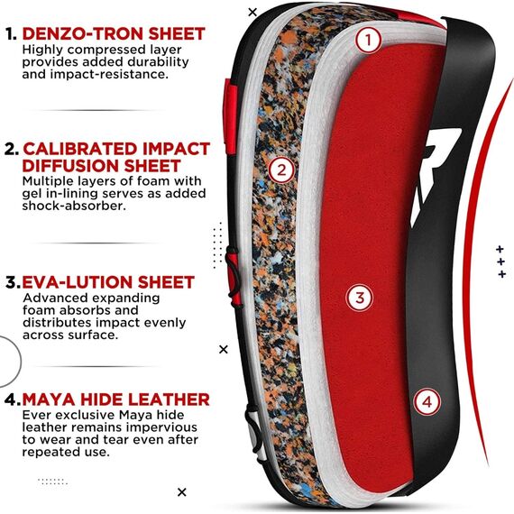 RDX T1 Curved Thai Kick Pad – The Ultimate Muay Thai Training Gear, Size: One Size, Colour: Rot, 7 image