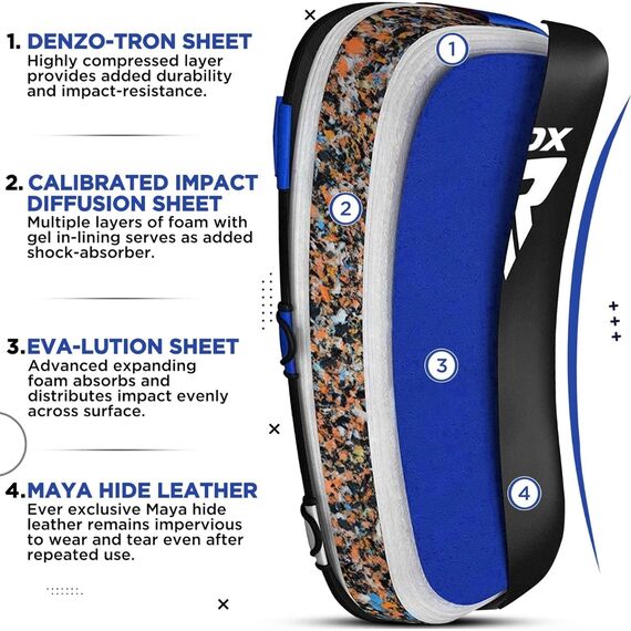 RDX T1 Curved Thai Kick Pad – The Ultimate Muay Thai Training Gear, Size: One Size, Colour: Blue, 7 image