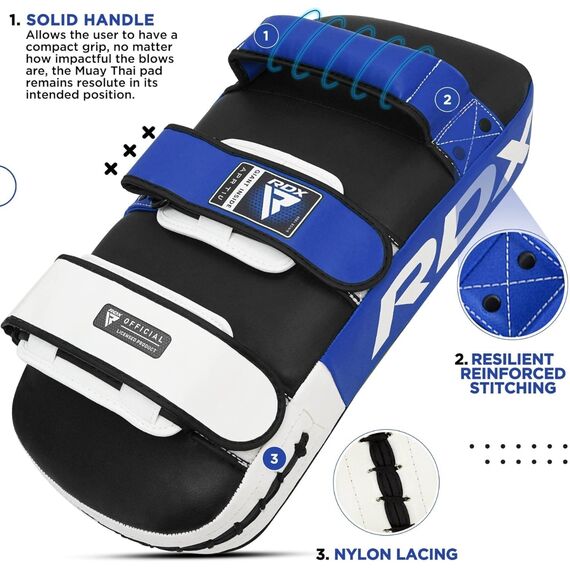 RDX T1 Curved Thai Kick Pad – The Ultimate Muay Thai Training Gear, Size: One Size, Colour: Blue, 8 image