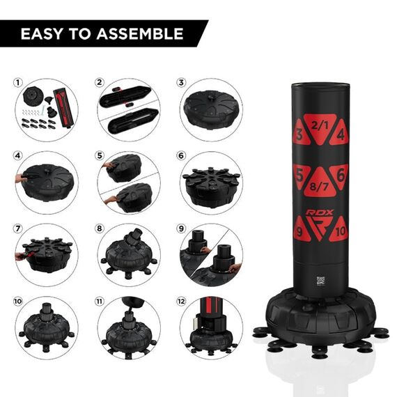 Sac de frappe autoportant cible + gants, Couleur: Rouge, Longueur: 1.8m, 13 image