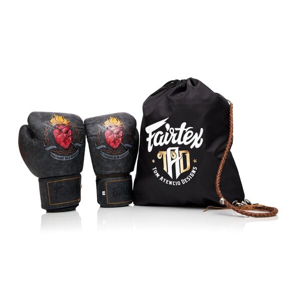 Fairtex X Tom Atencio – Boxhandschuhe "The Heart of Warrior", Farbe: Schwarz, OZ: 12oz, 3 image