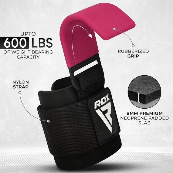 Wrist Hook for Strength Training RDX – Pink, Size: One Size, Colour: Rosa, 6 image