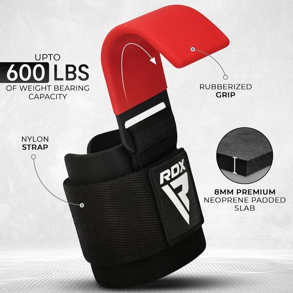 Wrist Hook for Strength Training RDX – Red, Size: One Size, Colour: Rot, 9 image