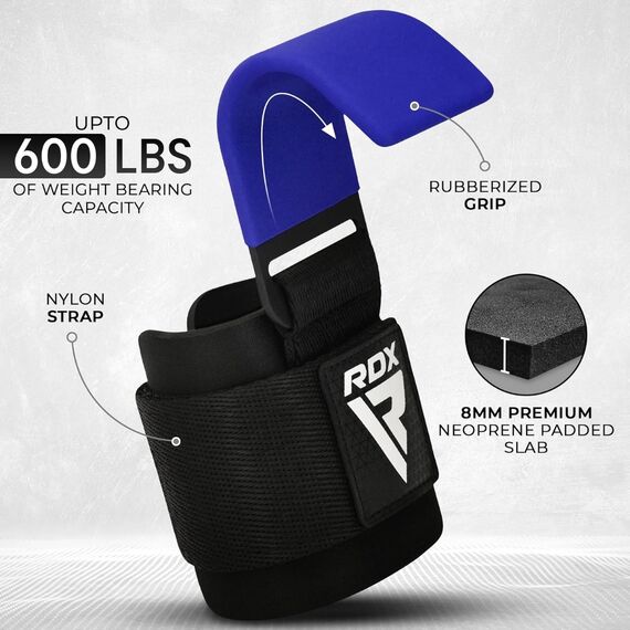 Wrist Hook for Strength Training RDX – Blue, Size: One Size, Colour: Blue, 9 image