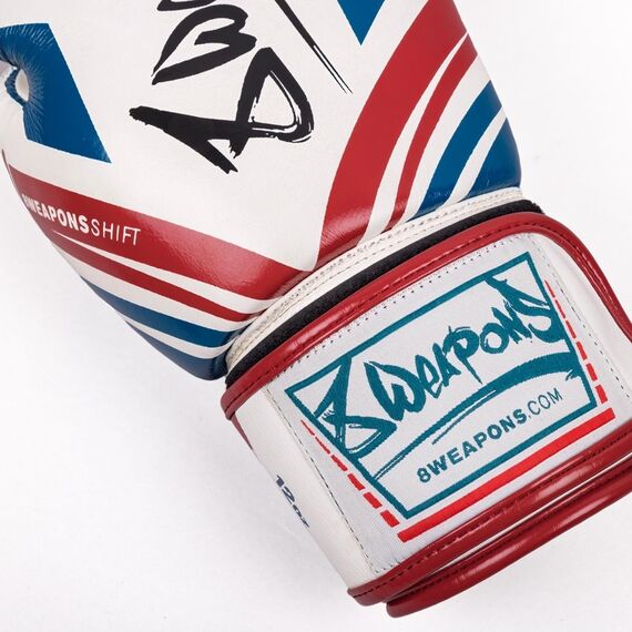 Boxing Gloves 8 Weapons Shift White Navy Red 14oz, Colour: Weiss, OZ: 14oz, 4 image