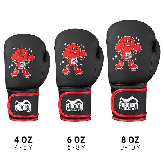 Kids Boxing Gloves Phantom Punchy – Black/Red – 6 oz, Colour: Schwarz, OZ: 6oz, 5 image