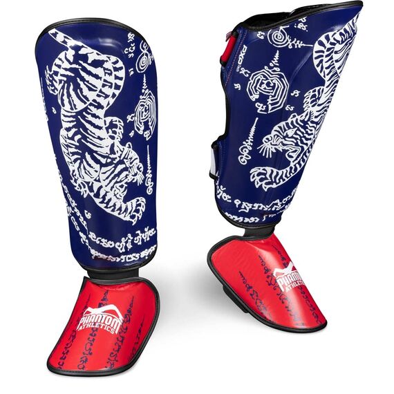 Shin Guards Phantom Muay Thai – Blue/Red – L/XL, Size: M/L, Colour: Blue