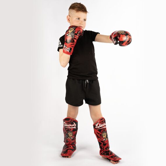 Kids Shin Guards 8 WEAPONS – Black – S/M – Joe, Colour: Rot, Size: S-M, 3 image