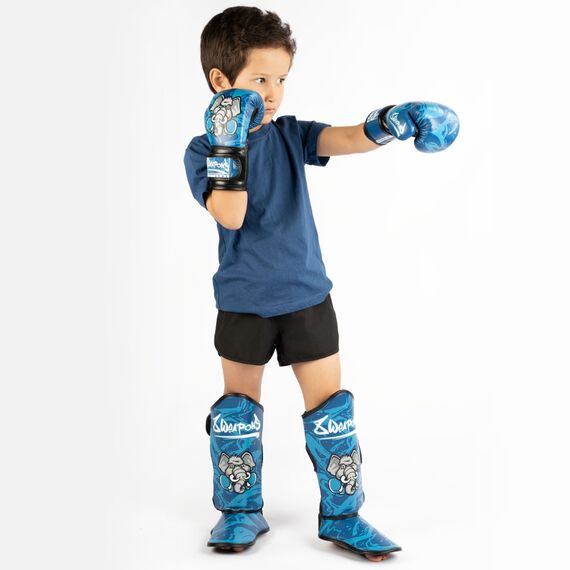 Kids Shin Guards 8 WEAPONS – Blue – S/M – Jipe, Colour: Blue, Size: S-M, 4 image