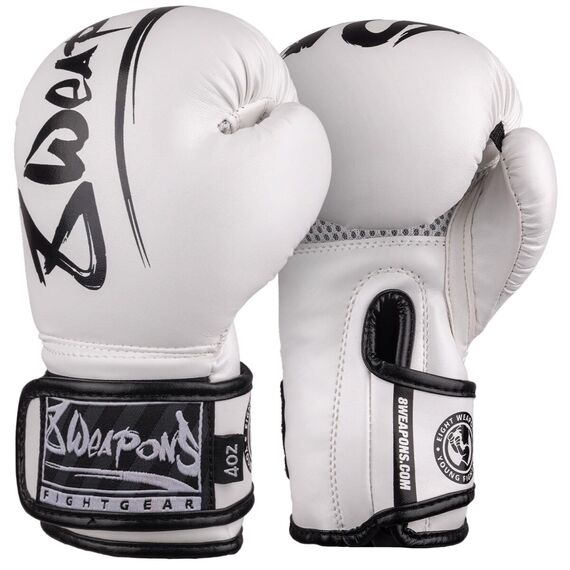 Kids Boxing Gloves 8 WEAPONS – White/Black – 2 Oz – Unlimited 2.0