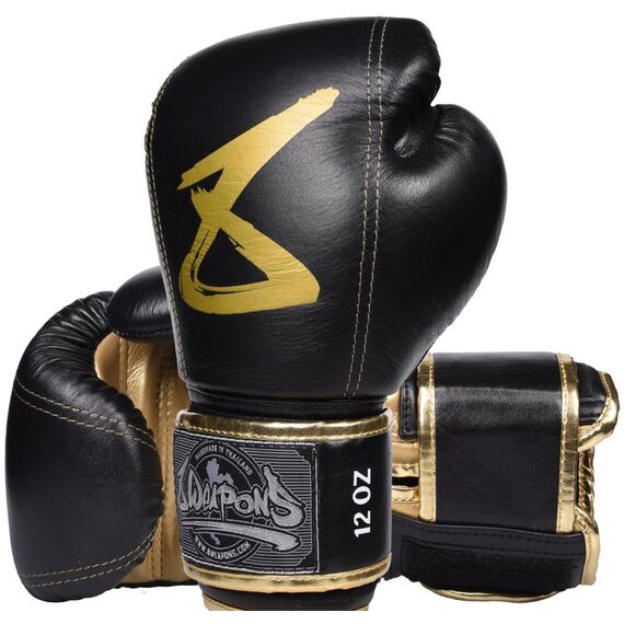 Gants de boxe 8 WEAPONS – Noir/Or – 12 Oz – Premium, Couleur: Noir, oz: 12oz