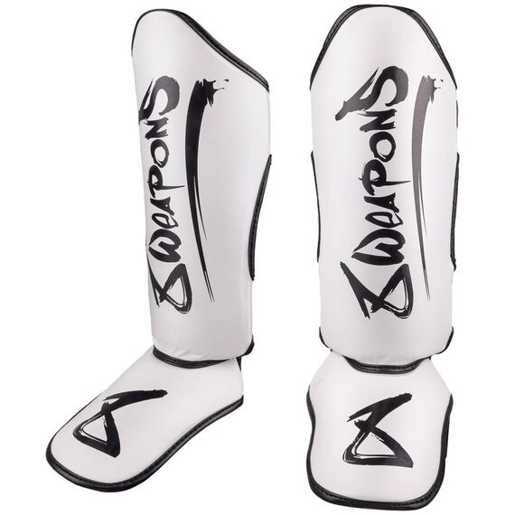 Kids Shin Guards 8 WEAPONS – White/Black – L/XL – Unlimited 2.0