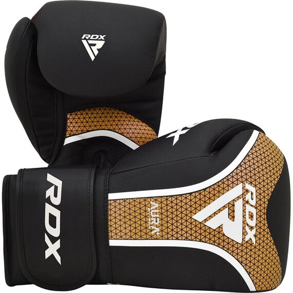 Boxhandschuhe RDX Aura Plus T-17 – Schwarz/Gold – 12oz, Farbe: Schwarz, OZ: 12oz