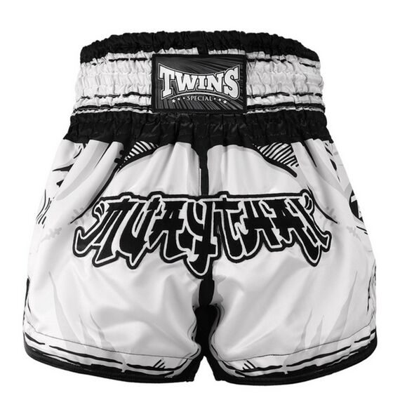 Muay Thai Shorts Twins Comic – L, Bekleidungsgrösse: L, Farbe: Weiss