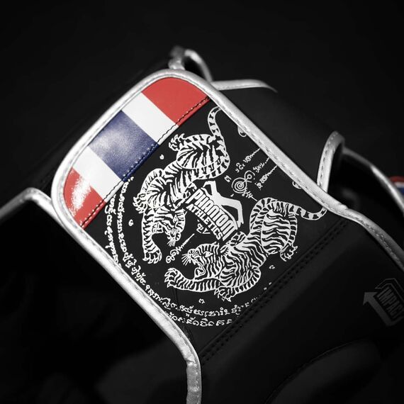 Casque de protection Muay Thai – Noir/Argent – Taille unique, Taille: Taille unique, Couleur: Noir, 2 image