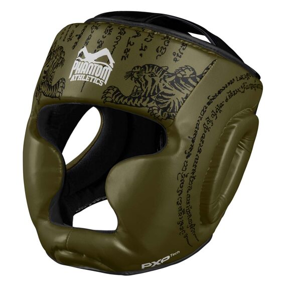 Casque de protection Muay Thai – Olive – Taille unique, Taille: Taille unique, Couleur: Kaki