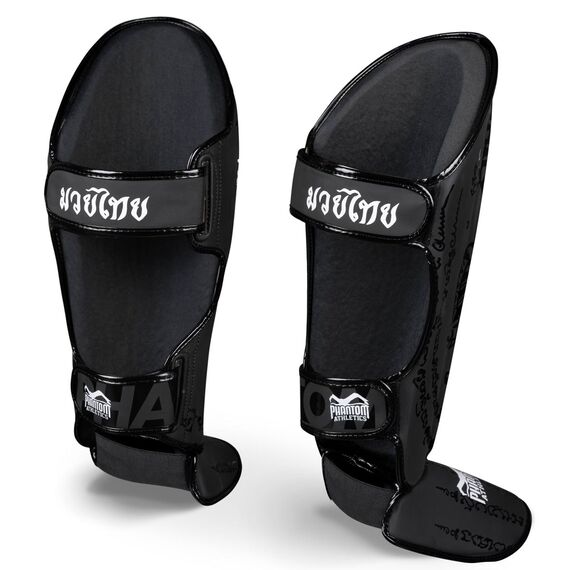 Protège-tibias Phantom Muay Thai – Noir – S/M, Taille: S/M, Couleur: Noir, 2 image