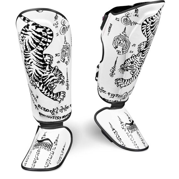 Protège-tibias Phantom Muay Thai – Blanc – L/XL, Taille: L/XL, Couleur: Blanc