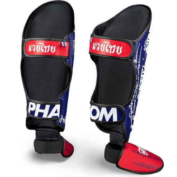 Schienbeinschoner Phantom Muay Thai – Blau/Rot – L/XL, Bekleidungsgrösse: M/L, Farbe: Blau, 2 image