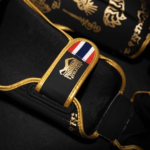 Protège-tibias Phantom Muay Thai – Noir/Or – L/XL, Taille: L/XL, Couleur: Noir, 4 image