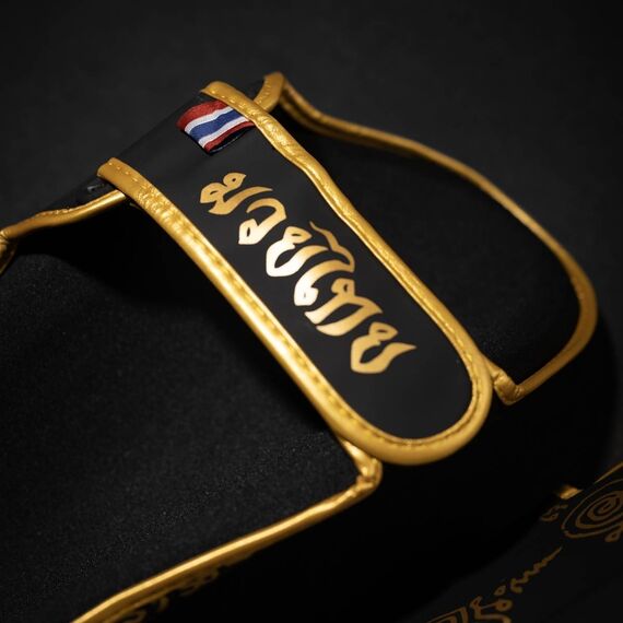 Protège-tibias Phantom Muay Thai – Noir/Or – S/M, Taille: S/M, Couleur: Noir, 3 image