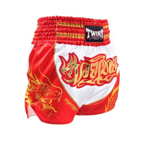 Muay Thai Shorts Twins Dragon White/Red – XXL, Size: XXL, Colour: Weiss, 2 image
