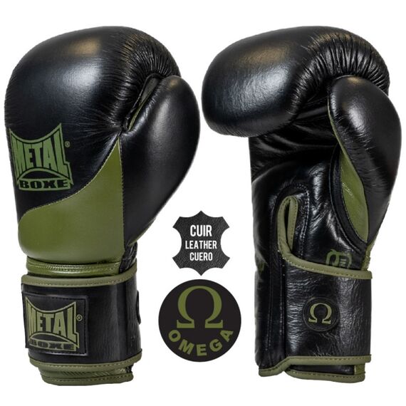 Omega Leather Boxing Gloves, Colore: Nero, OZ: 10oz, 2 image
