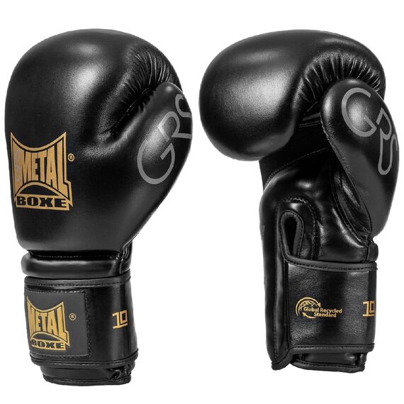 Guantoni boxe Metal Boxe Grigio Nero 12 oz, Colore: Nero, OZ: 12oz