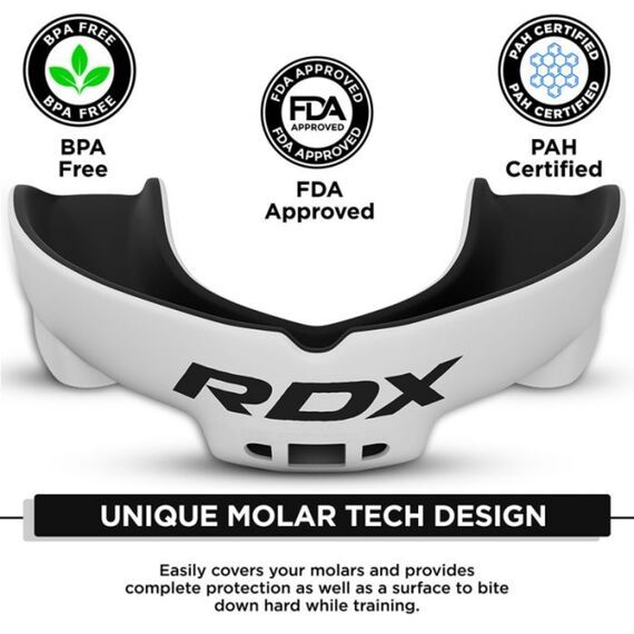 Protège-dents Junior moins de 12 ans RDX – Blanc et Noir, Taille: Taille unique, Couleur: Blanc, 2 image