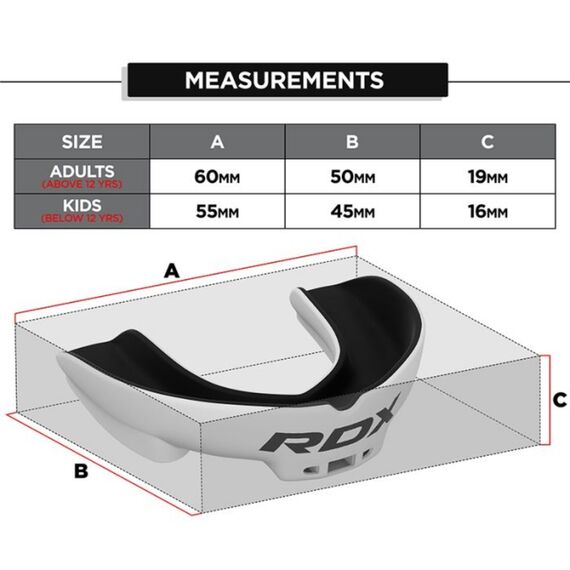 Protège-dents Junior moins de 12 ans RDX – Blanc et Noir, Taille: Taille unique, Couleur: Blanc, 5 image