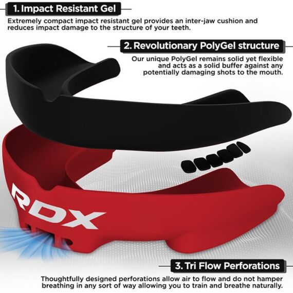 Protège-dents Junior moins de 12 ans RDX – Rouge et Noir, Taille: Taille unique, Couleur: Rouge, 2 image