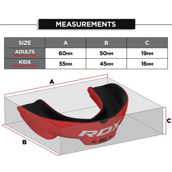 Protège-dents Junior moins de 12 ans RDX – Rouge et Noir, Taille: Taille unique, Couleur: Rouge, 5 image