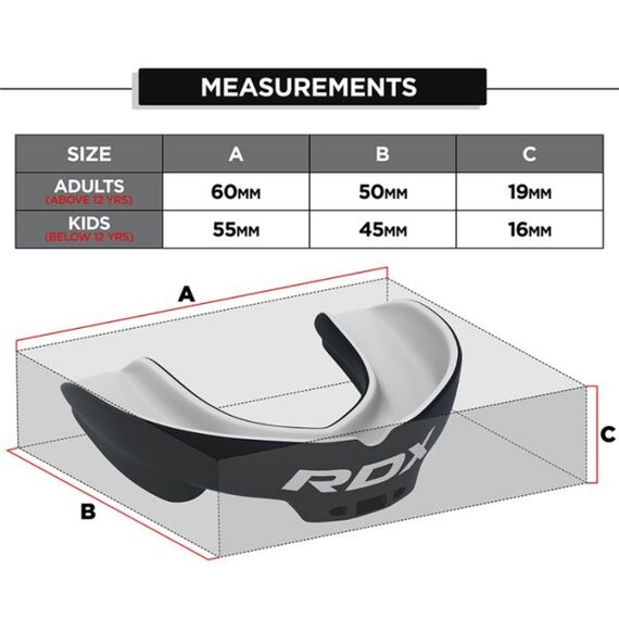 Protège-dents Junior moins de 12 ans RDX – Noir et Blanc, Taille: Taille unique, Couleur: Noir, 4 image