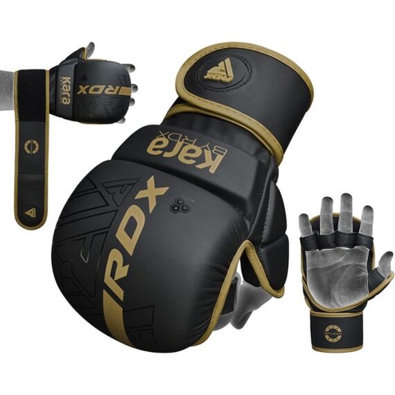 Gants MMA sparring RDX F6 KARA – Or – S/M, Taille: S/M, Couleur: Noir, 2 image