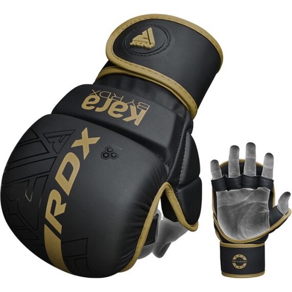 Gants MMA sparring RDX F6 KARA – Or – S/M, Taille: S/M, Couleur: Noir, 5 image
