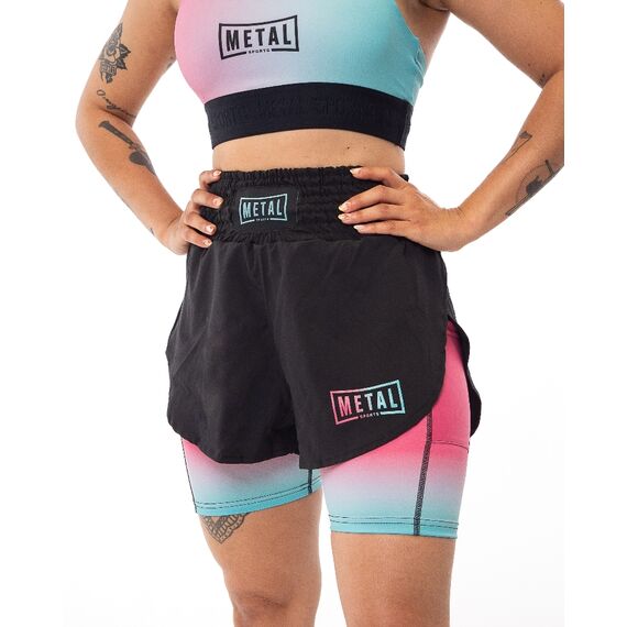 MMA Shorts 2-in-1 Damen Metal Boxe Miami Vibe XL, Bekleidungsgrösse: XL, Farbe: Rosa, 6 image
