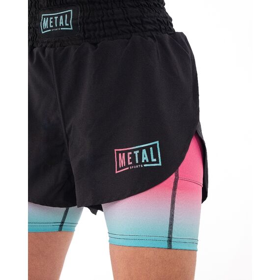 MMA Shorts 2-in-1 Damen Metal Boxe Miami Vibe XS, Bekleidungsgrösse: XS, Farbe: Rosa, 4 image