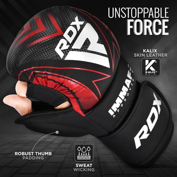 Gants de MMA RDX Shooter IMMAF – Rouge – L, Taille: L, Couleur: Rouge, 6 image