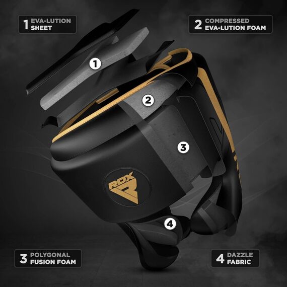 Casco da boxe F6 KARA – Oro opaco – L, Taglia: L, Colore: Nero, 4 image