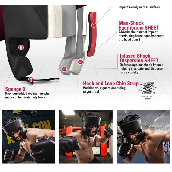 Boxing Head Guard T15 – Matte Black – S, Size: S, Colour: Schwarz, 5 image