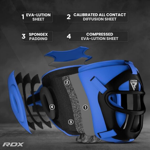 Casque de boxe à grille amovible T1 – Bleu – M, Taille: M, Couleur: Bleu, 4 image