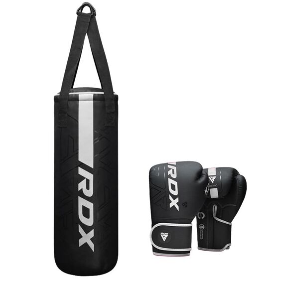 Junior Boxset F6 – Weiss – Boxsack 60 cm + Handschuhe 6 oz, Farbe: Weiss, Zusatzgewicht: 8 kg, Länge: 0.6m