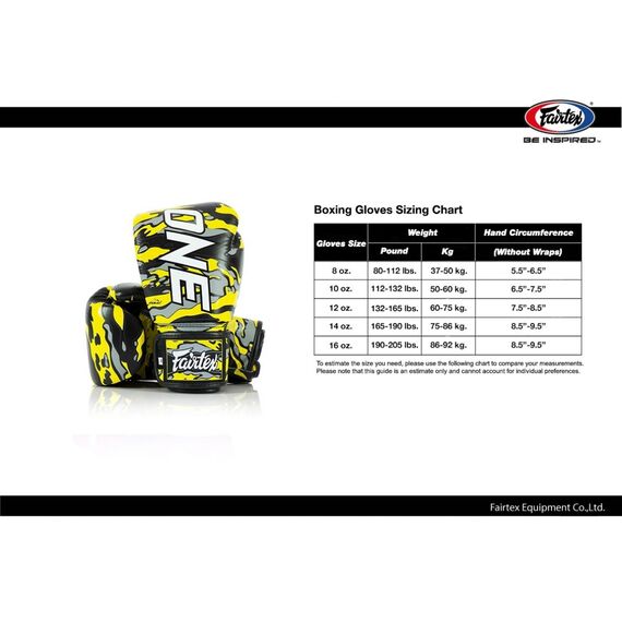 Boxhandschuhe Fairtex – ONE x Mr.Sabotage – Gelb Camouflage – 10 oz, Farbe: Gelb, OZ: 10oz, 3 image