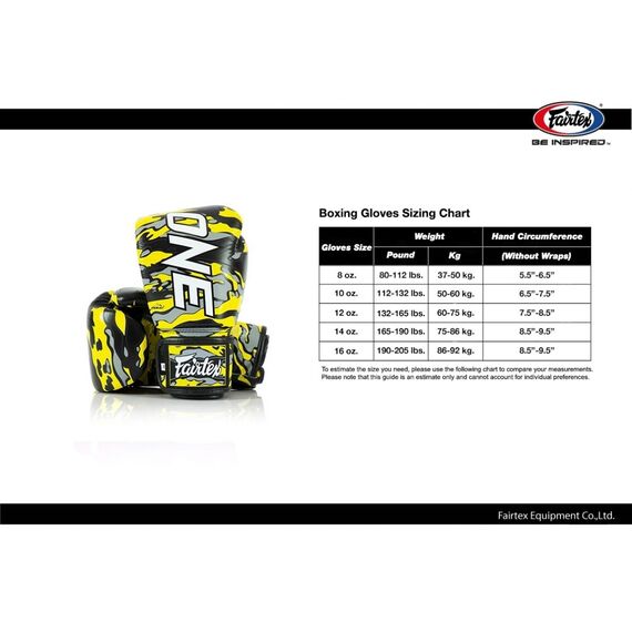 Boxhandschuhe Fairtex – ONE x Mr.Sabotage – Gelb Camouflage – 12 oz, Farbe: Gelb, OZ: 12oz, 3 image