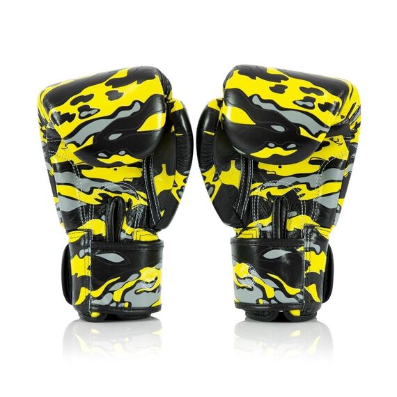 Boxhandschuhe Fairtex – ONE x Mr.Sabotage – Gelb Camouflage – 16 oz, Farbe: Gelb, OZ: 16oz, 5 image