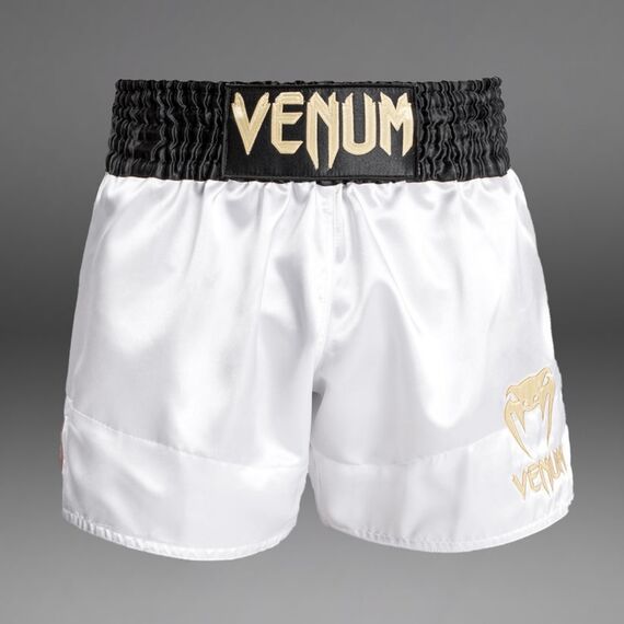 Venum Muay Thai Shorts Classic Schwarz/Weiß/Gold XL, Bekleidungsgrösse: XL, Farbe: Weiss